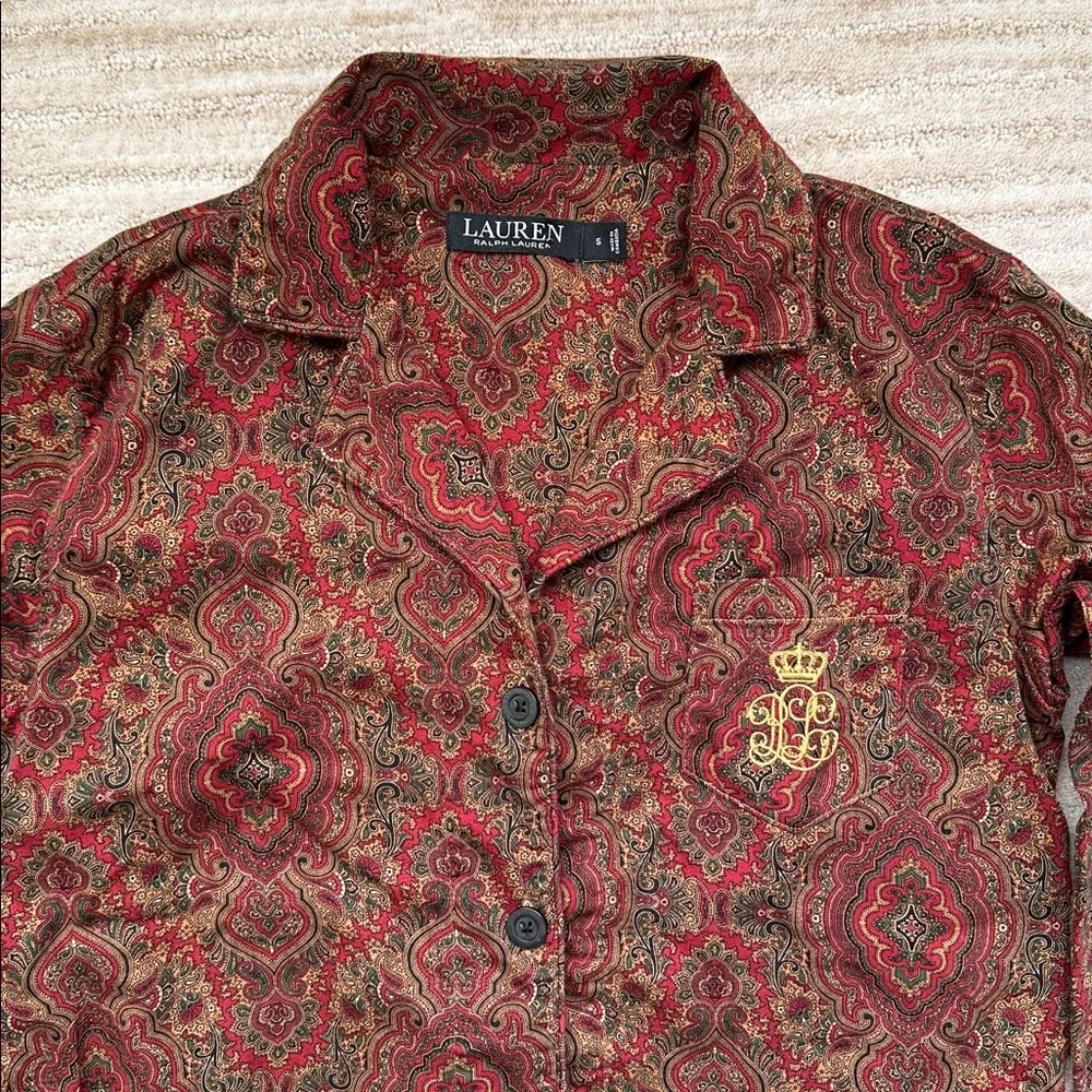 EUC Lauren Ralph Lauren Women's 2-Pc. Paisley-Print Pajamas Set Size Small